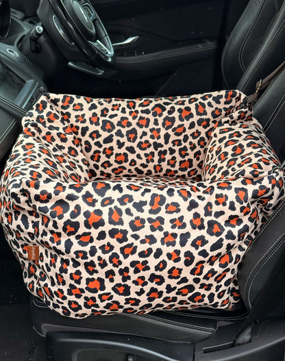 Lenny Leopard Print Waterproof Car Bed - Hugo and Ted