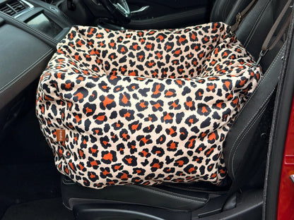 Lenny Leopard Print Waterproof Car Bed - Hugo and Ted