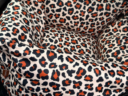 Lenny Leopard Print Waterproof Car Bed - Hugo and Ted