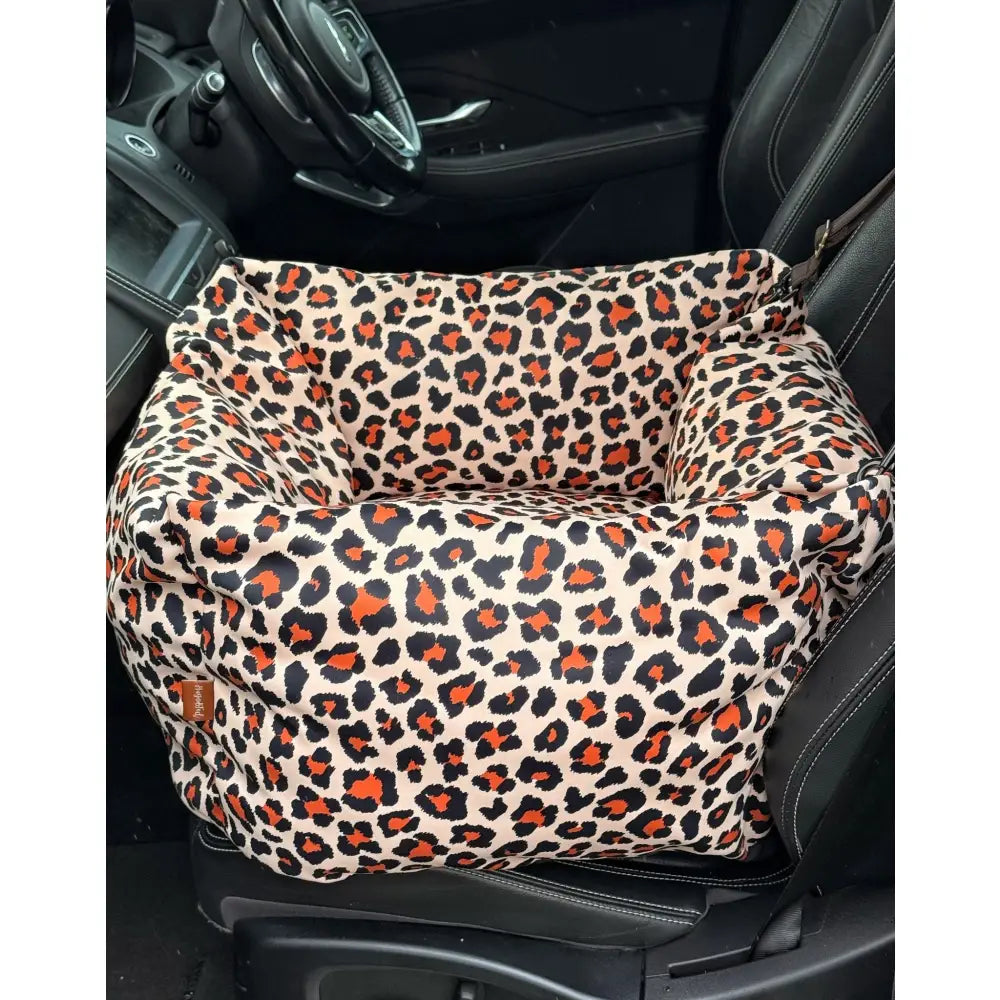 Lenny Leopard Print Waterproof Car Bed - Hugo and Ted