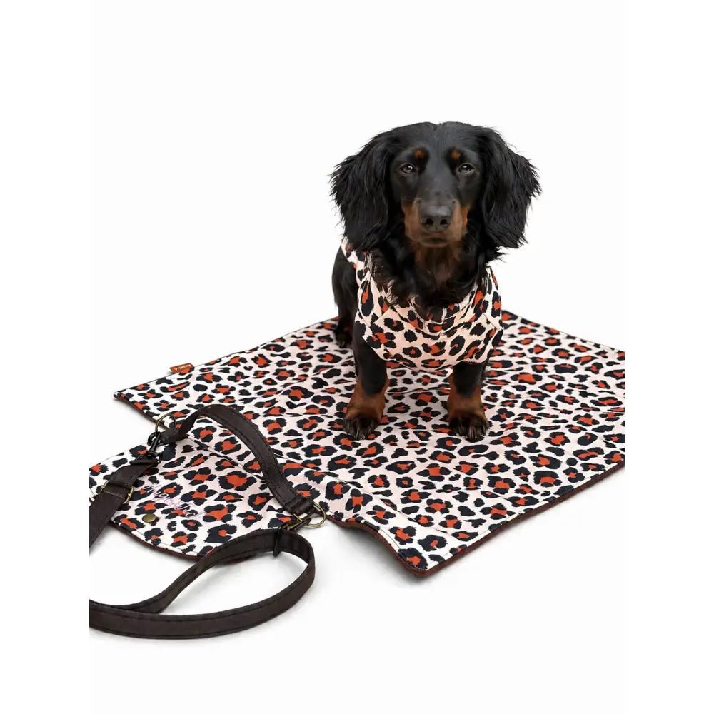 Lenny Leopard Print Waterproof Dog Walkies Mat - 2 Sizes - Hugo and Ted