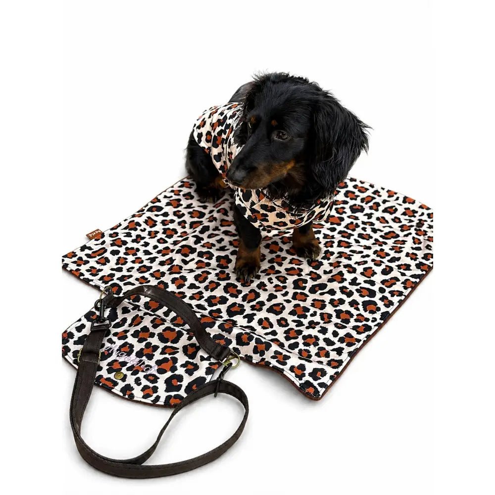 Lenny Leopard Print Waterproof Dog Walkies Mat - 2 Sizes - Hugo and Ted