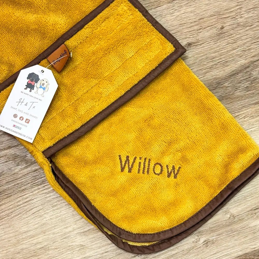 Luxury Bamboo Dog Drying Robe - Made to Measure, Personalised - Hugo and Ted