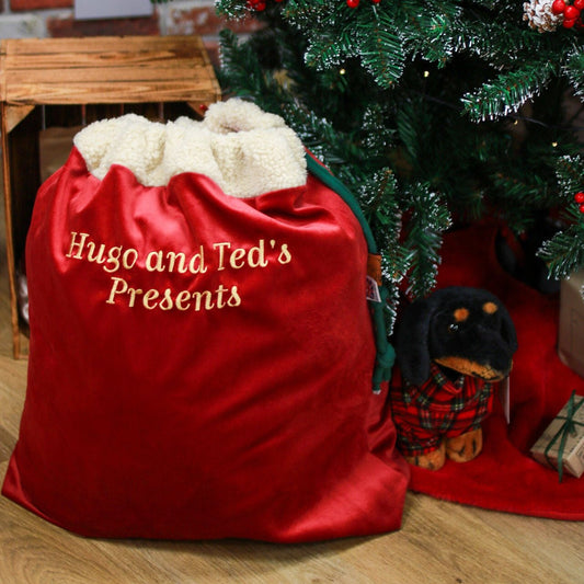 Luxury Christmas Velvet Personalised Santa Sack - Hugo and Ted