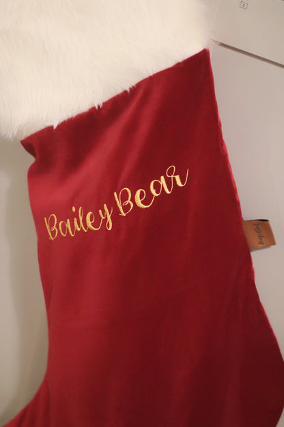 Luxury Christmas Velvet Personalised Stocking - Hugo and Ted