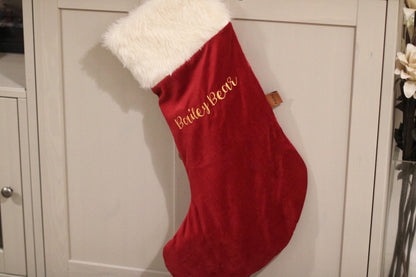 Luxury Christmas Velvet Personalised Stocking - Hugo and Ted