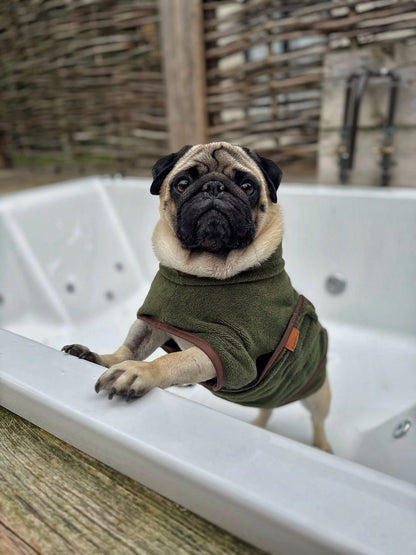 Luxury Dog Drying Robe – Made to Measure Bamboo Towelling Robe with Personalisation - Hugo and Ted