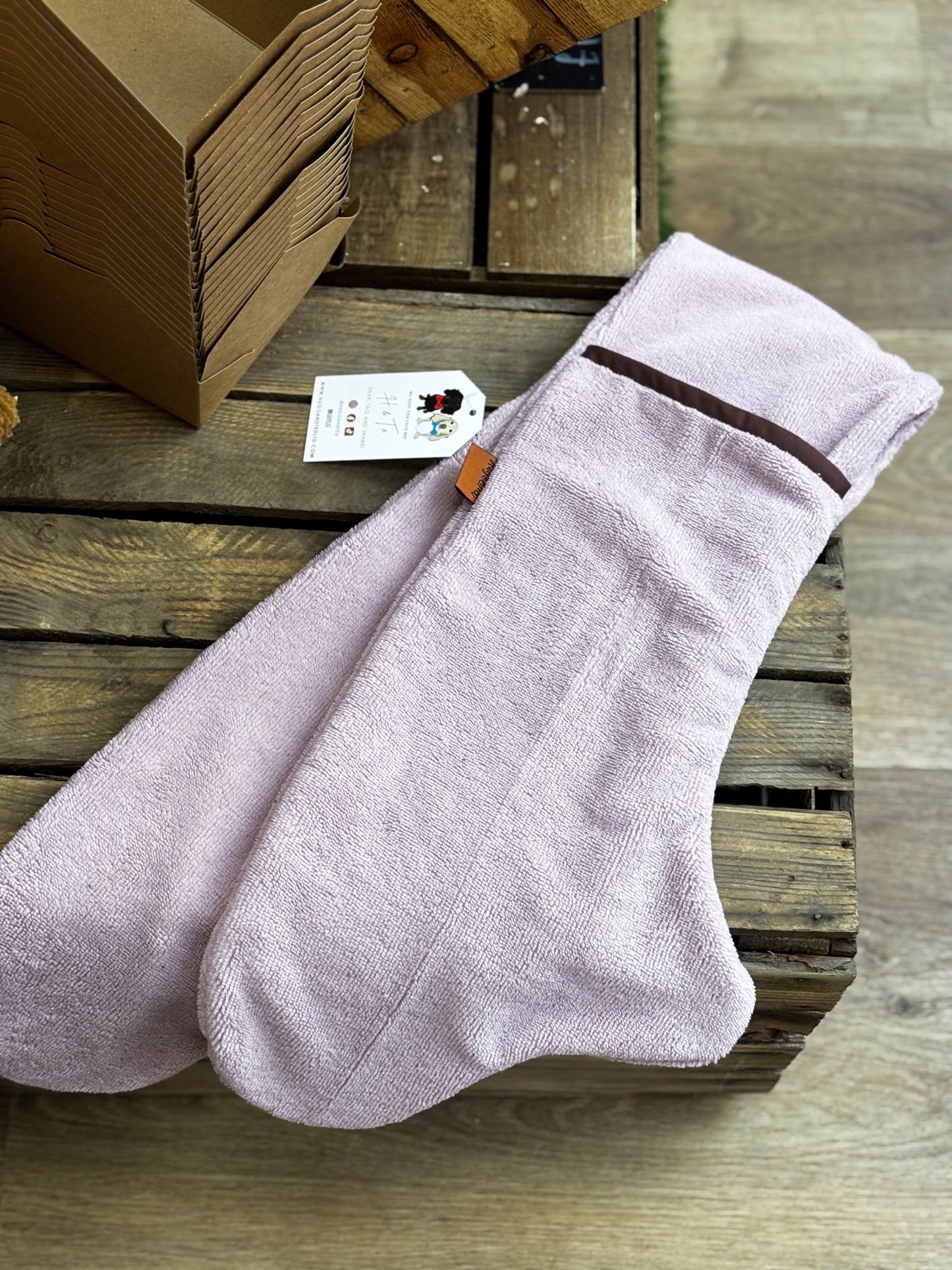 Luxury Personalised Bamboo Dog Drying Mittens – Made from Soft, Sustainable Drying Towel - Hugo and Ted