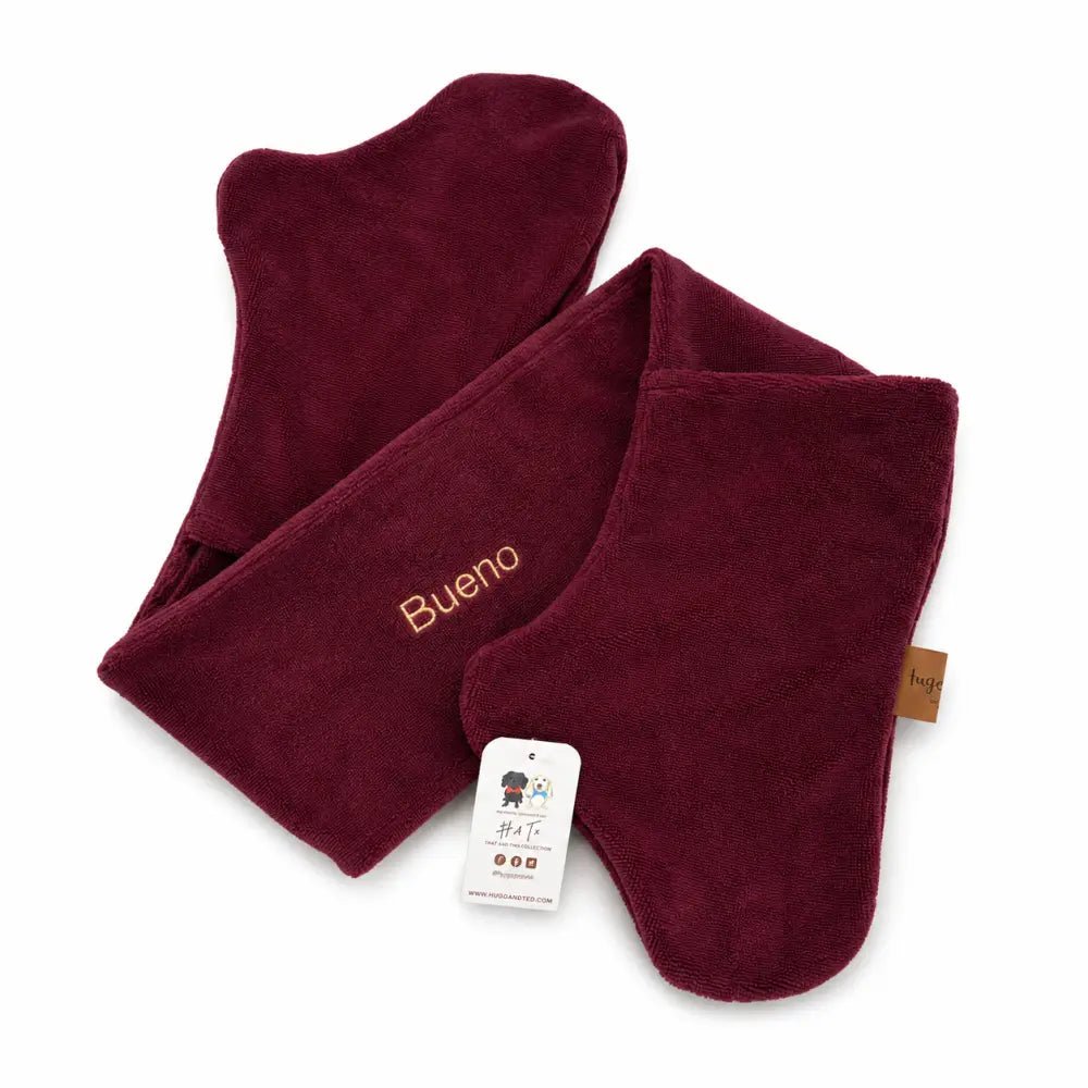 Luxury Personalised Bamboo Dog Drying Mittens - One Size - Hugo and Ted