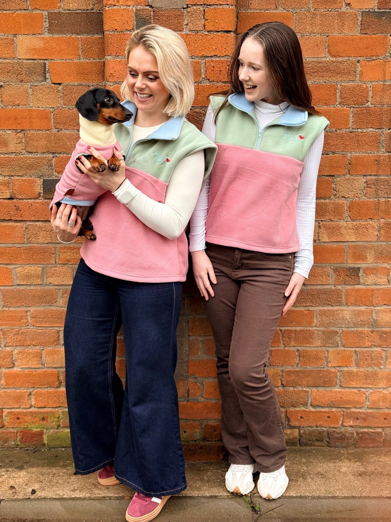 Pastel Collection Hooman Harlequin 1/4 Zip Body Warmers - Hugo and Ted