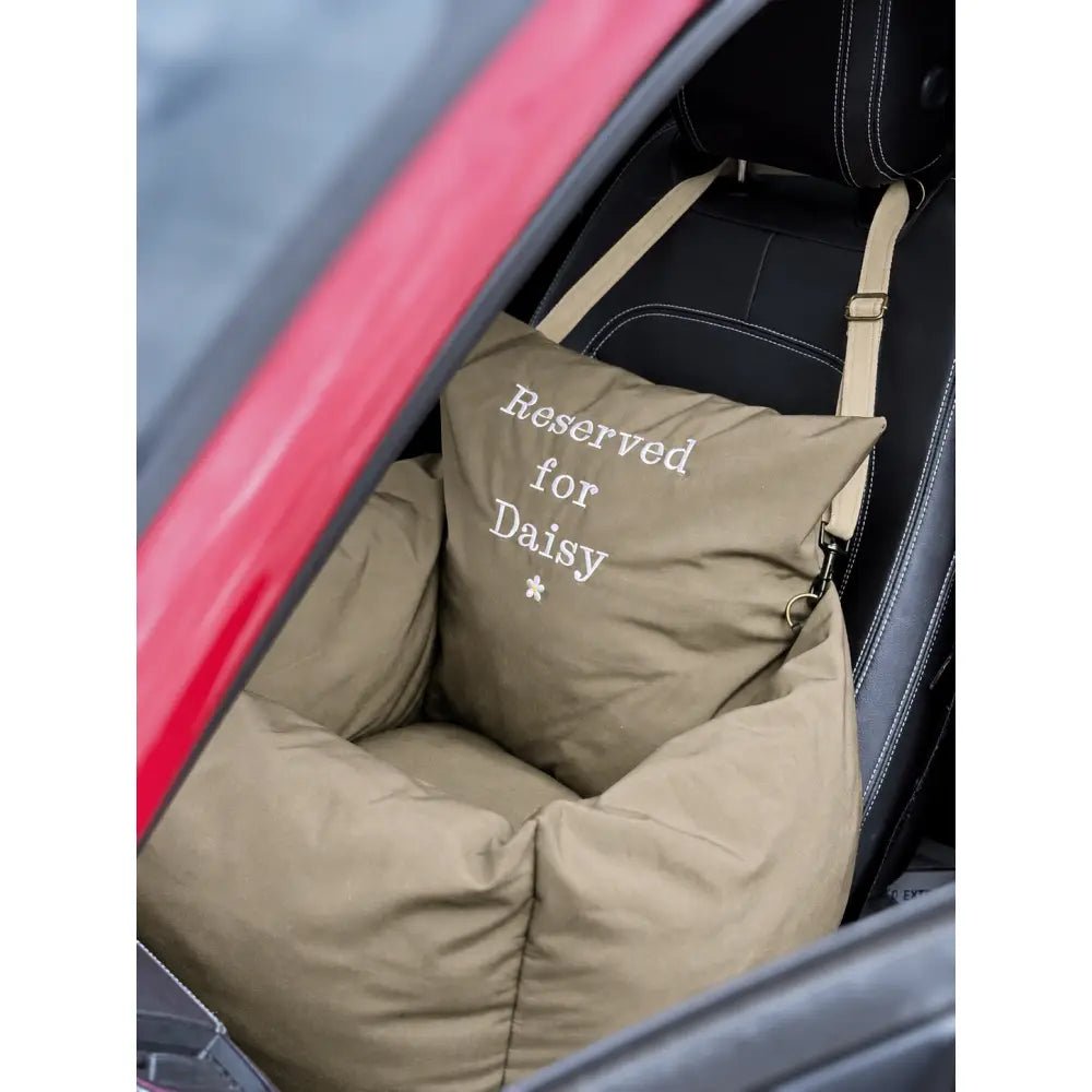 Personalised Waterproof Dog Car Seat Bed - Embroidered - Hugo and Ted