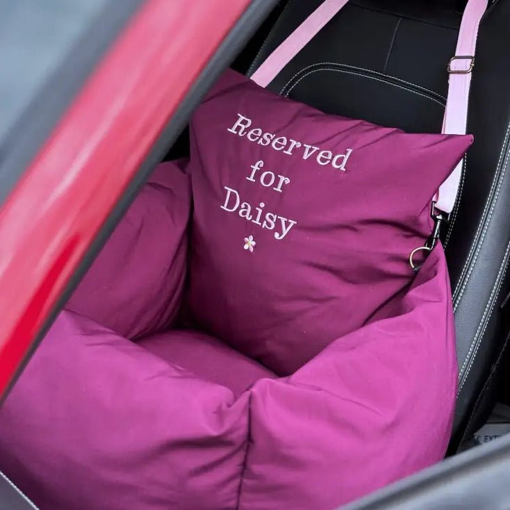 Personalised Waterproof Dog Car Seat Bed - Embroidered - Hugo and Ted