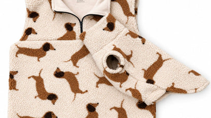 PREORDER Dachshund Sherpa Hooman 1/4 Zip Body Warmers - Hugo and Ted