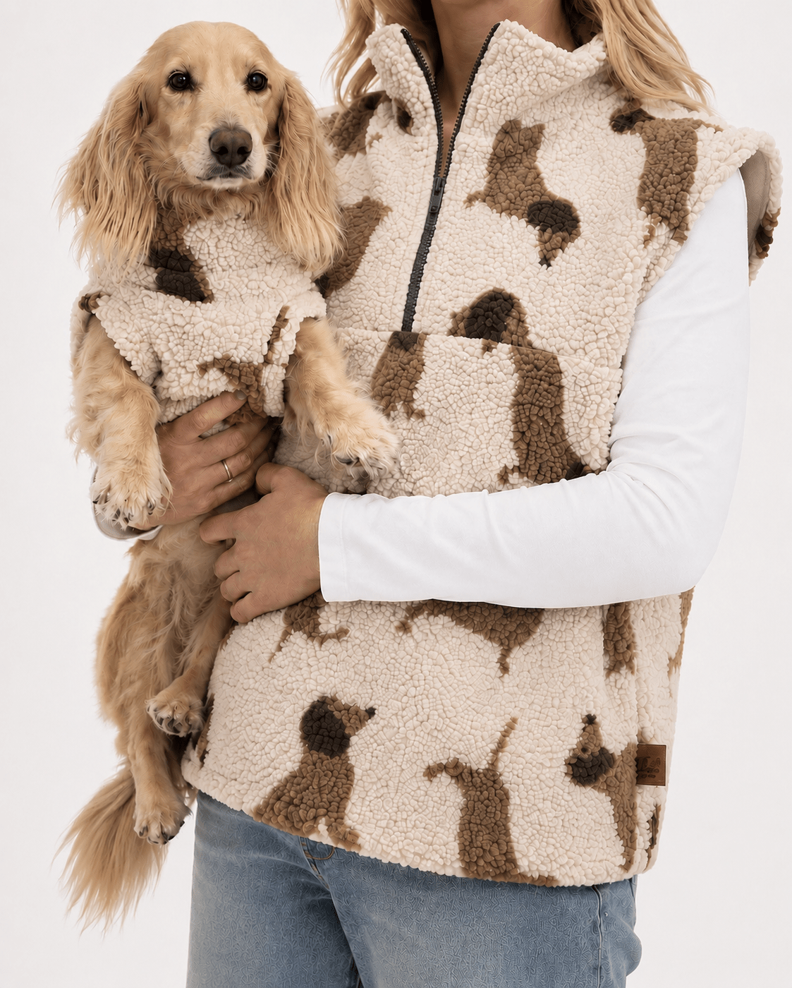 PREORDER Dachshund Sherpa Hooman 1/4 Zip Body Warmers - Hugo and Ted