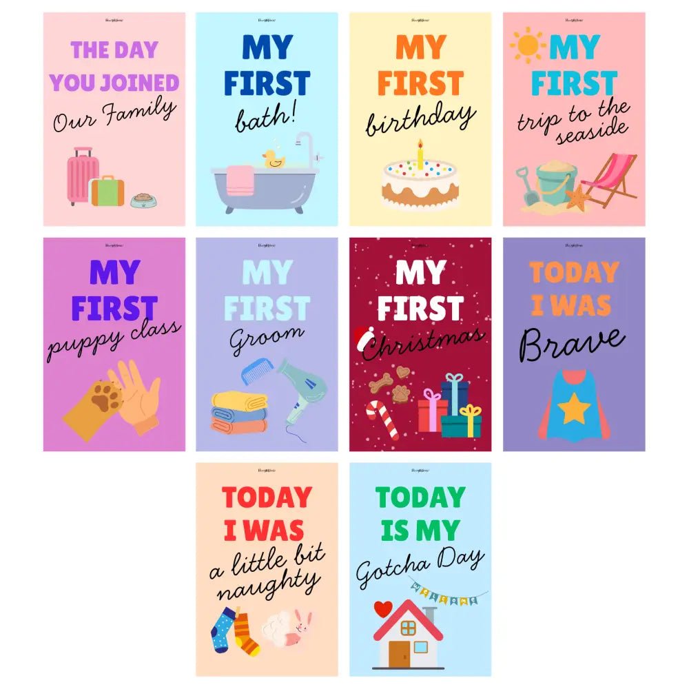 Printed Puppy Milestone Cards - Set of 10 - Hugo and Ted
