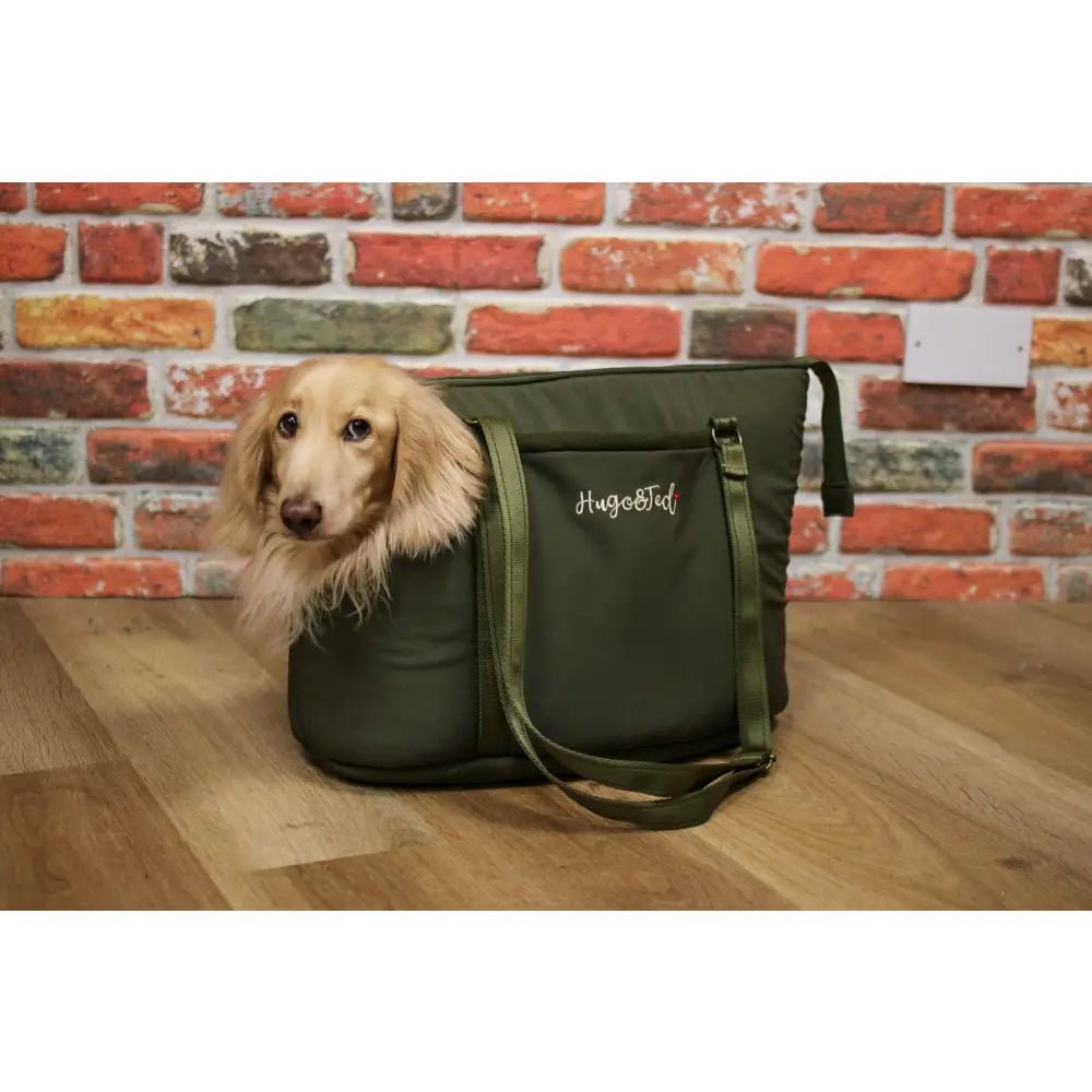 Rainfleece Waterproof Dog Carrier Bag - Converts to Travel Bed - Hugo and Ted