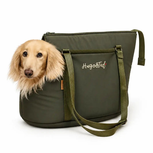 Rainfleece Waterproof Dog Carrier Bag - Converts to Travel Bed - Hugo and Ted