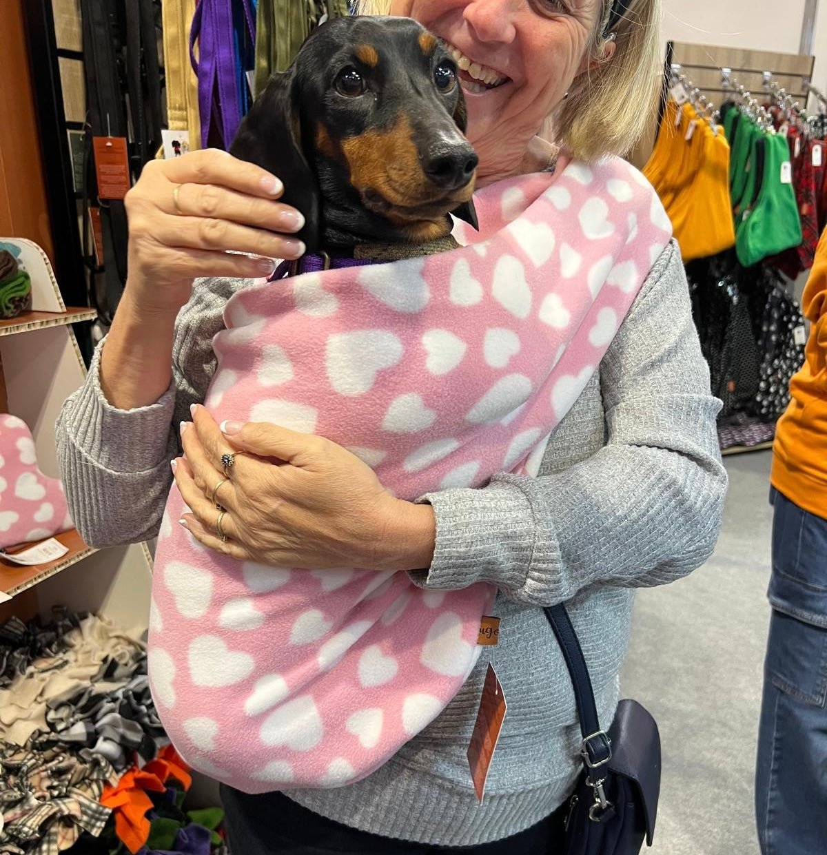 Ready to Ship Fleece Dog Slings - Hugo and Ted