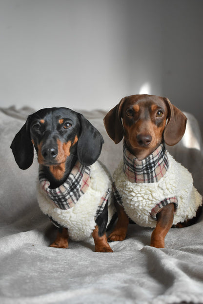 Tartan Sheep Fleece Dog Jumper – Thermal, Rainproof & Machine Washable - Hugo and Ted
