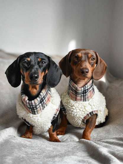 Tartan Sheep Fleece Dog Jumper – Thermal, Rainproof & Machine Washable - Hugo and Ted