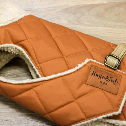 Teddy Fleece Lined Quilted Ultimate Walkies Waterproof Dog Coat – Made to Measure for Wet Weather Adventures - Hugo and Ted