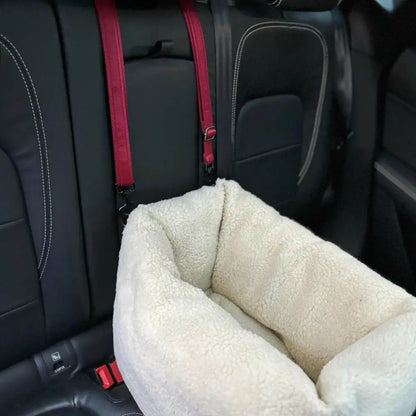 Teddy Fleece Waterproof Base Dog Car Seat Bed - 3 Sizes, Removable Covers, Machine Washable - Hugo and Ted