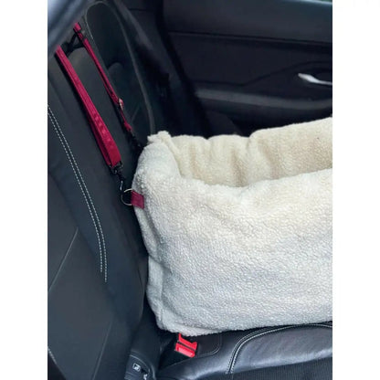 Teddy Fleece Waterproof Base Dog Car Seat Bed - 3 Sizes, Removable Covers, Machine Washable - Hugo and Ted