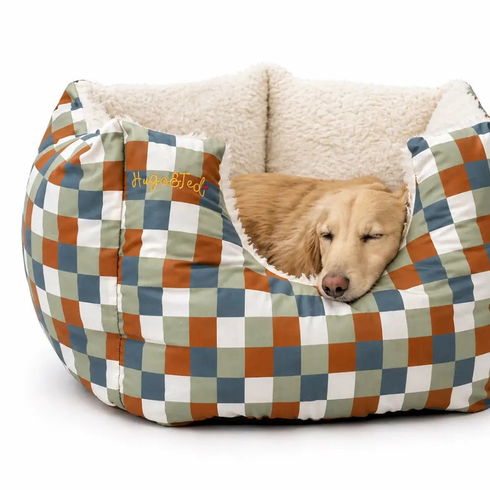 Toby Tartan Collection Rainfleece Fortress Bed - Removable Covers, Machine Washable - Hugo and Ted