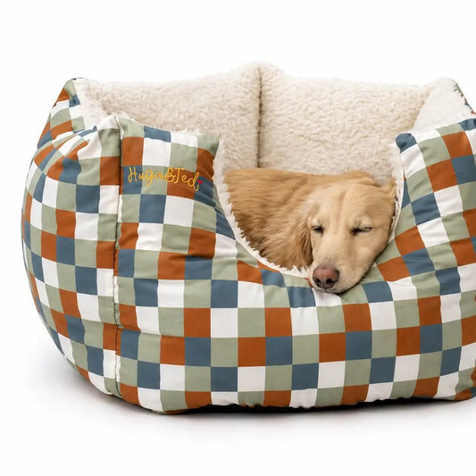 Toby Tartan Collection Rainfleece Fortress Bed - Removable Covers, Machine Washable - Hugo and Ted