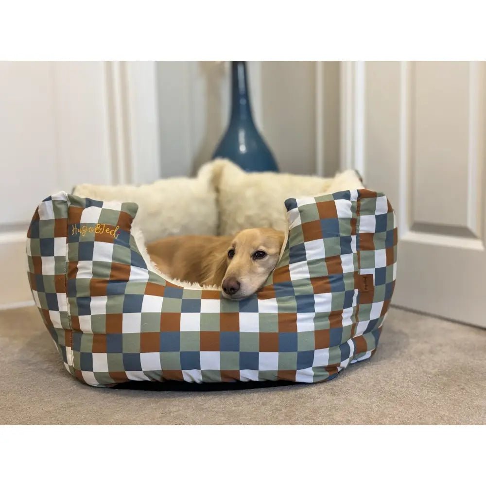 Toby Tartan Collection Rainfleece Fortress Bed - Removable Covers, Machine Washable - Hugo and Ted
