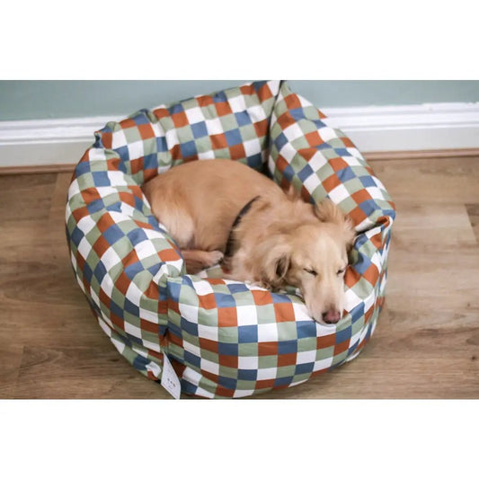 Toby Tartan Print Rainfleece Waterproof Box Bed - Removeable Covers, Machine Washable - Hugo and Ted