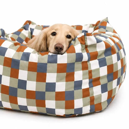 Toby Tartan Print Rainfleece Waterproof Box Bed - Removeable Covers, Machine Washable - Hugo and Ted