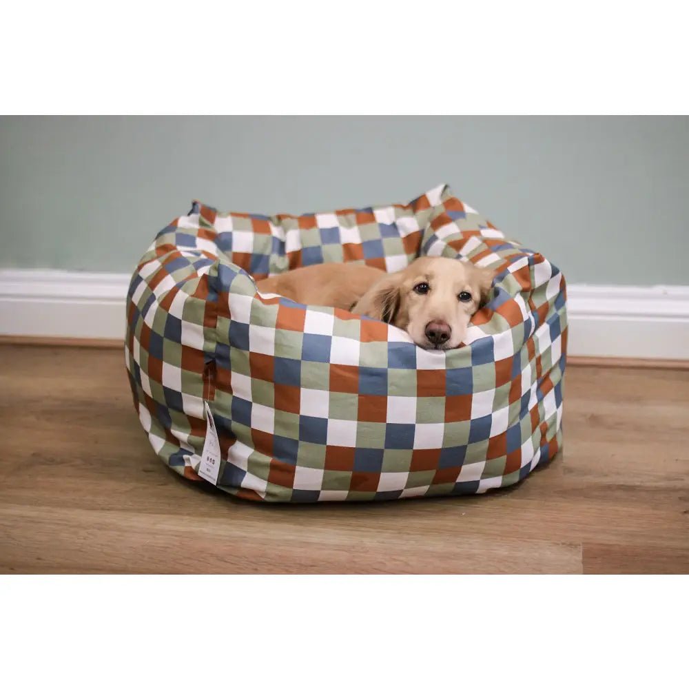 Toby Tartan Print Rainfleece Waterproof Box Bed - Removeable Covers, Machine Washable - Hugo and Ted