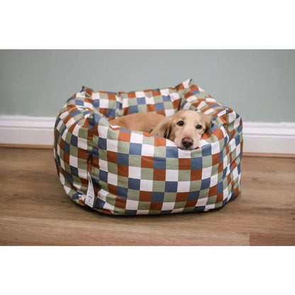 Toby Tartan Print Rainfleece Waterproof Box Bed - Removeable Covers, Machine Washable - Hugo and Ted