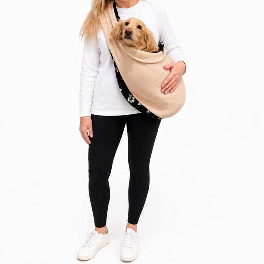 Two Tone Fleece Fleece Dog Sling Carrier - Multiple Sizes, Made to Order - Hugo and Ted