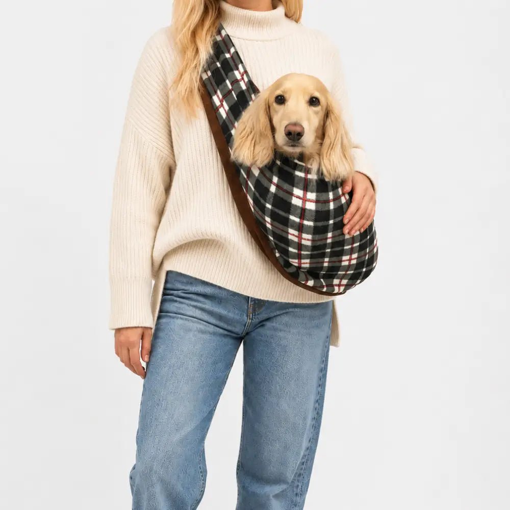 Two Tone Fleece Fleece Dog Sling Carrier - Multiple Sizes, Made to Order - Hugo and Ted