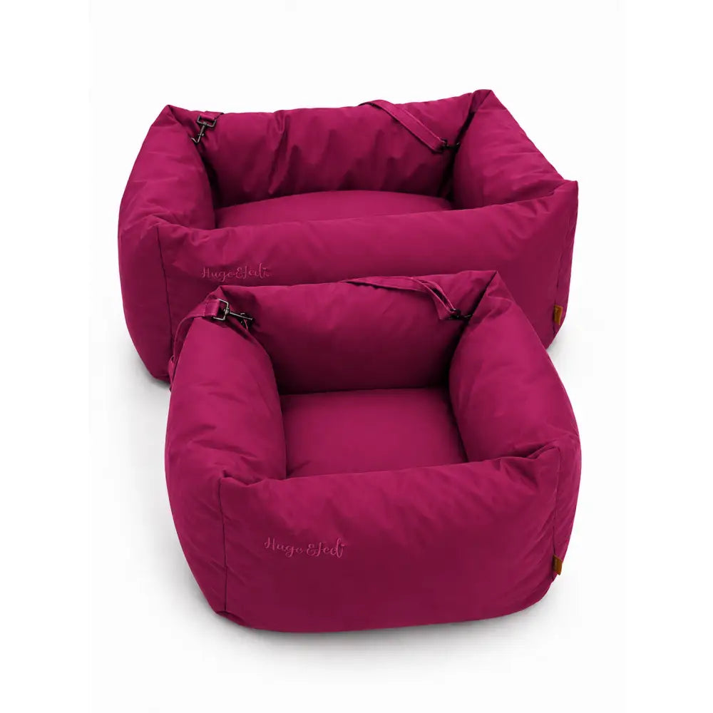 Waterproof Rainfleece Dog Car Bed - Dual Seat / Full Car Bed (No Seatbelt) / Plum